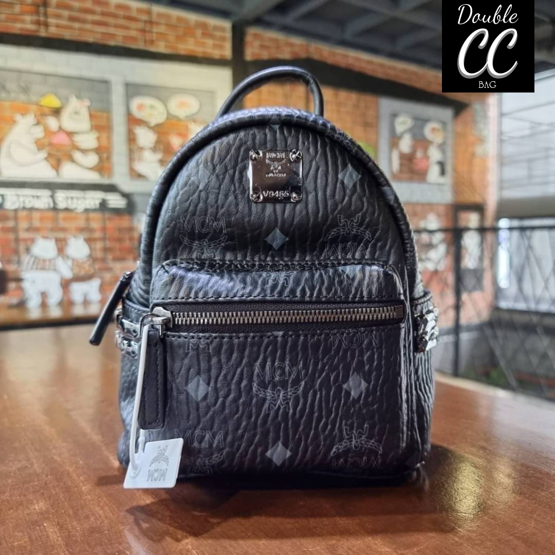 M C M STARK SIDE STUDS BEBE BOO BACKPACK IN VISETOS Double CC