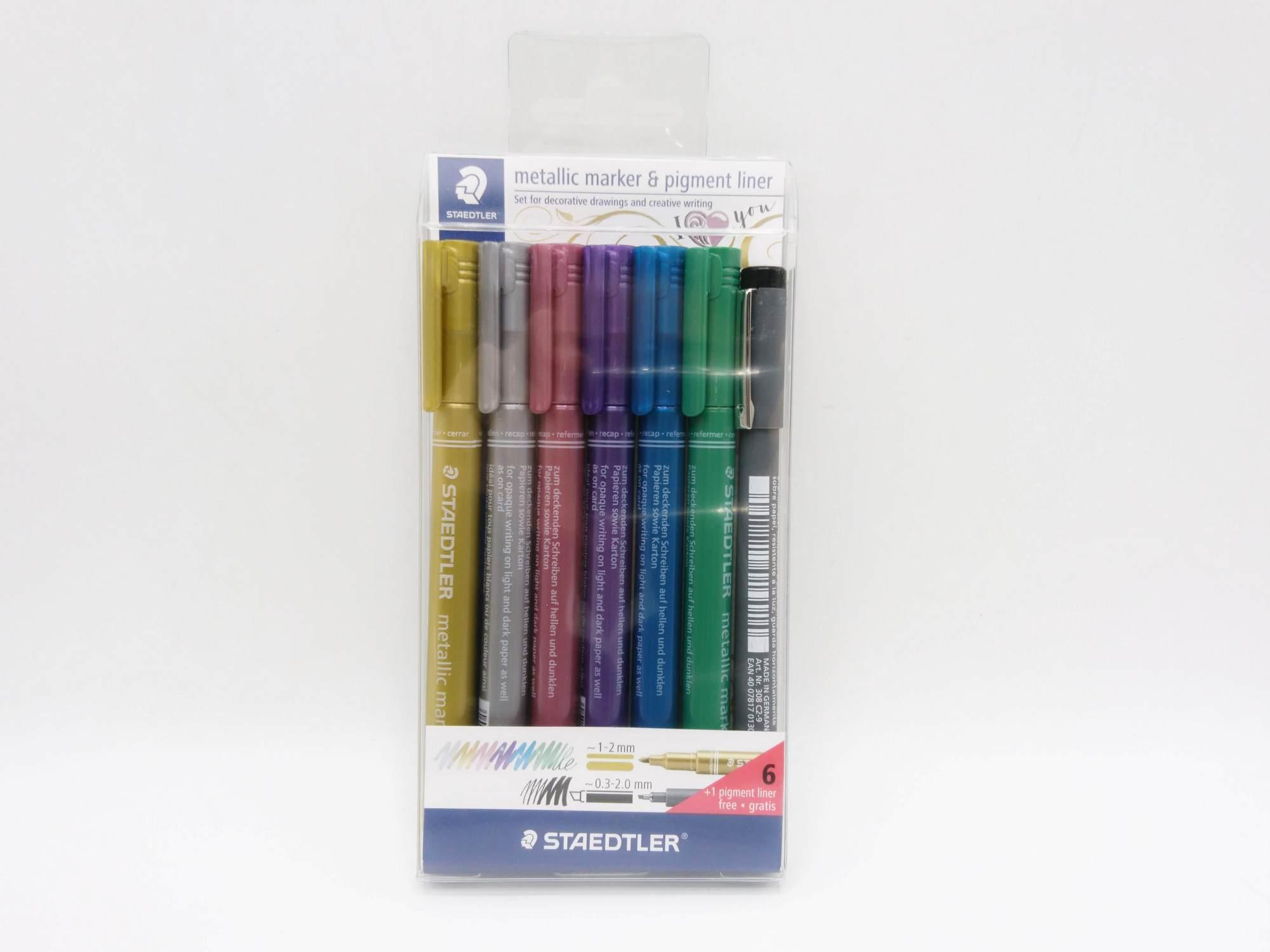 ชุดปากกา Staedtler Metallic Marker & Pigment Liner แพค 6 สี ** หัวตัด**