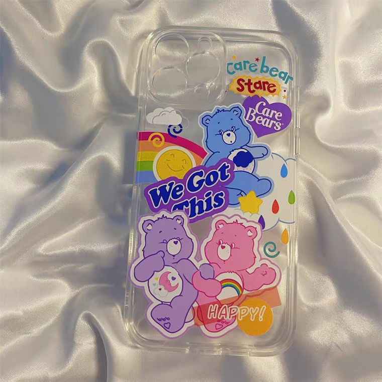 For IPhone 14 Pro Max IPhone Case Thickened TPU Soft Case Clear Case Shockproof Rainbow Bear Compatible for IPhone 13 Pro Max