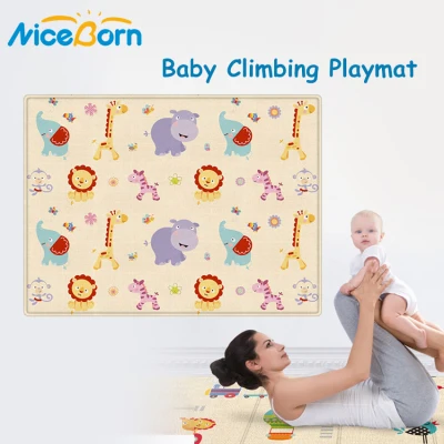 NiceBorn Kids Indoor Activity Play Mat Baby Safety Crawling Floor Mat Anti Slip Baby Foldable Double Sided Cartoon Mat Waterproof Children Crawling Learning Play Pad（180x100x0.5CM ）