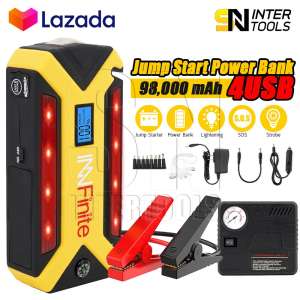 InnFinite 2-in-1 4USB จั๊มสตาร์ท & พาวเวอร์แบงค์ 98,000 mAh พร้อมปั๊มลม + USB 4 พอร์ท หน้าจอแสดงผลดิจิตอล Jump Start Power Bank แบตสำรอง จั๊มแบต จั๊มรถ ไฟฉายในตัว พร้อมโหมดฉุกเฉิน รุ่นท๊อป!! ครบทุกฟังก์ชั่นการใช้งาน InnFinite 2-in-1 4USB จั๊มสตาร์ท & พาวเวอร์แบงค์ 98,000 mAh พร้อมปั๊มลม + USB 4 พอร์ท หน้าจอแสดงผลดิจิตอล Jump Start Power Bank แบตสำรอง จั๊มแบต จั๊มรถ ไฟฉายในตัว พร้อมโหมดฉุกเฉิน รุ่นท๊อป!! ครบทุกฟังก์ชั่นการใช้งาน