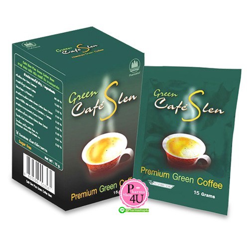 HOT☋✒ CJ10 HOF Green Cafe Slen Premium Green Coffee 15gx10 ซอง กาแฟลดน้ำหนัก ควบคุมน้ำหนัก