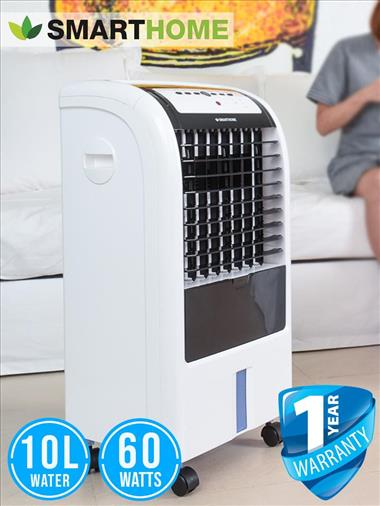 SMARTHOME พัดลมไอเย็น รุ่น : SAC-1055 ขนาด10 ลิตร  มีระบบกรองฝุ่นละอองทำให้อากาศสะอาด บริสุทธิ์ ควบคุมด้วยรีโมทคอนโทรล รับประกันคุณภาพ 1 ปี