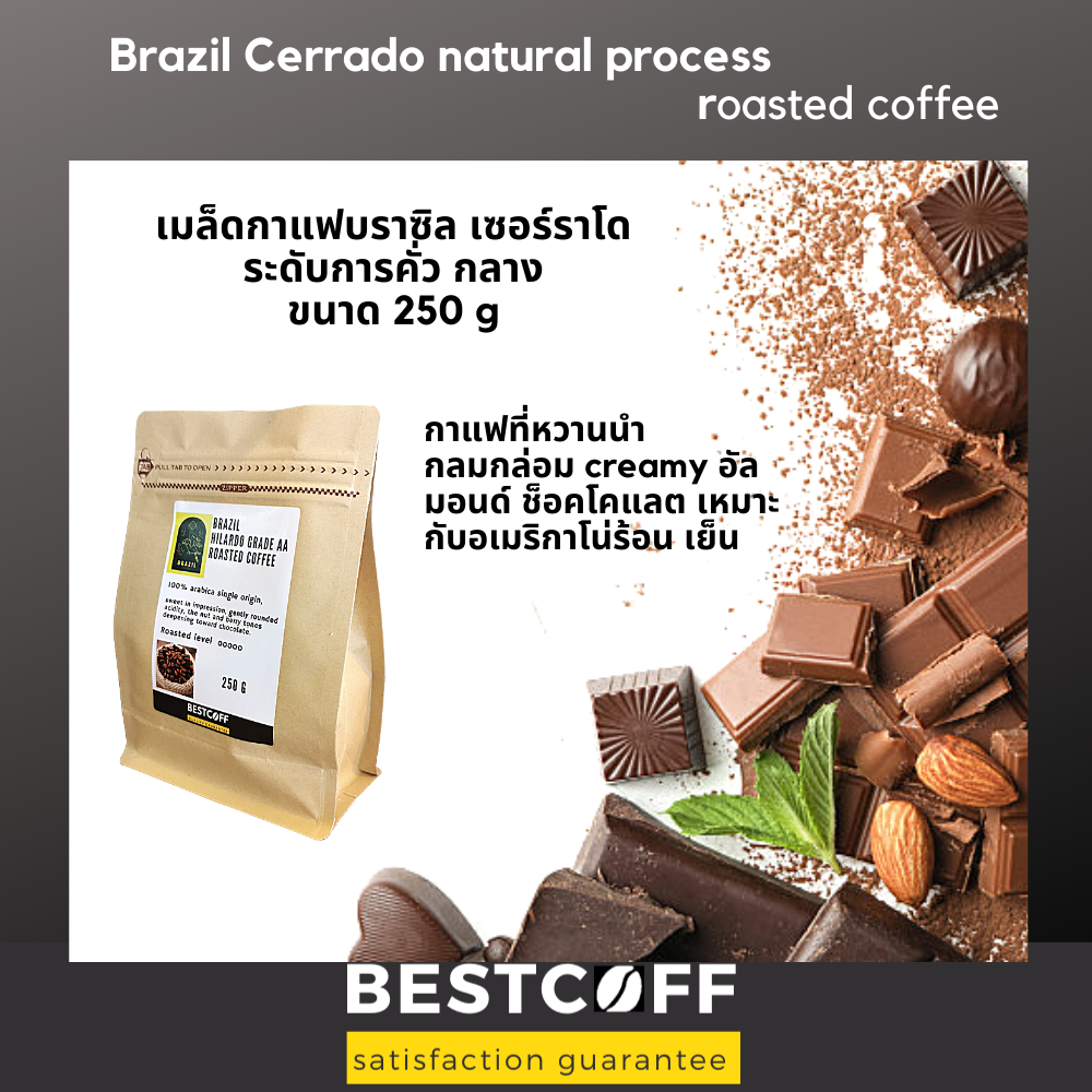 BESTCOFF เมล็ดกาแฟบราซิล คั่วกลาง Brazil medium roasted coffee ขนาด 250 g
