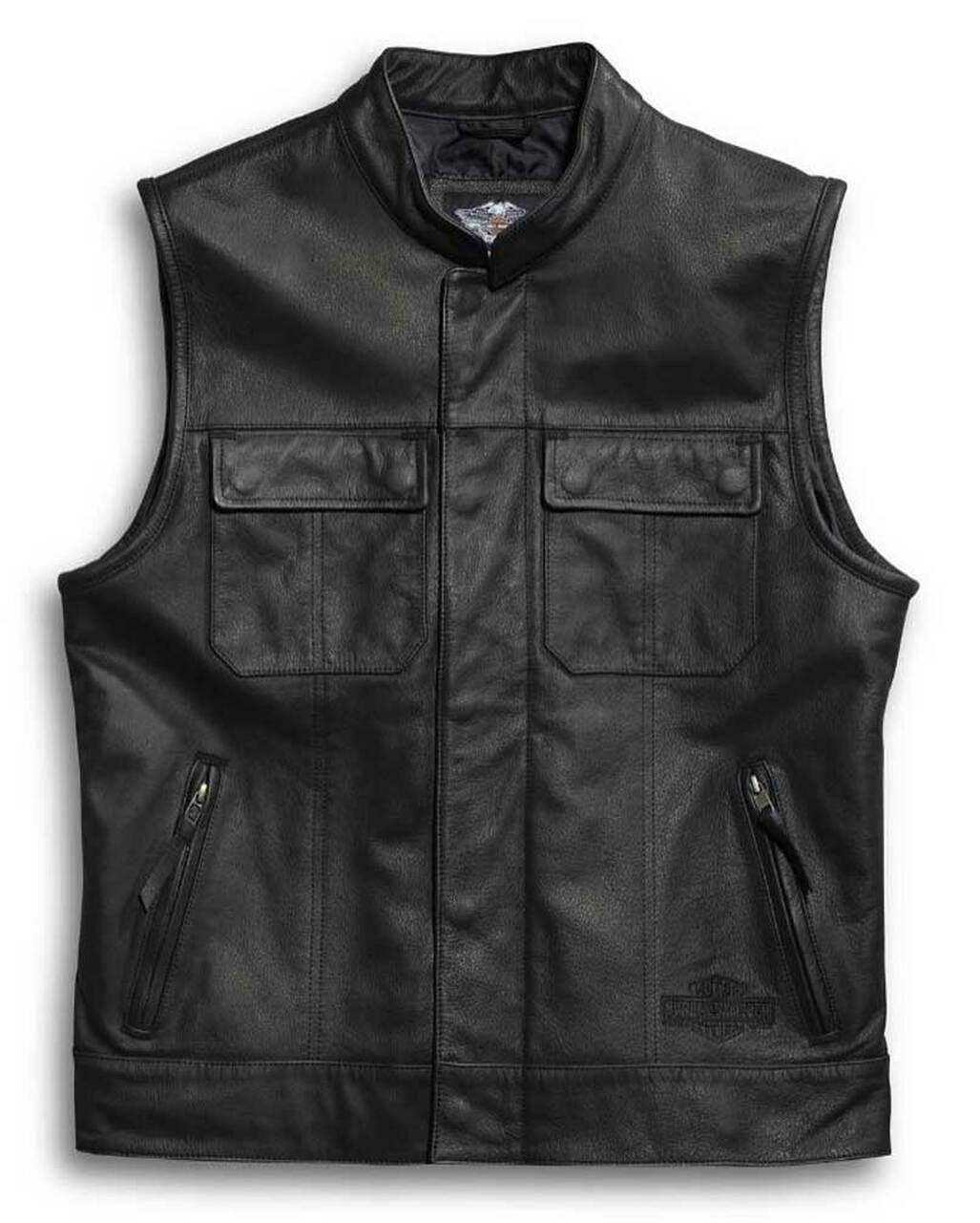 Harley-Davidson® Men's Leather Vest, Foster Reflective, Black 98090-15VM