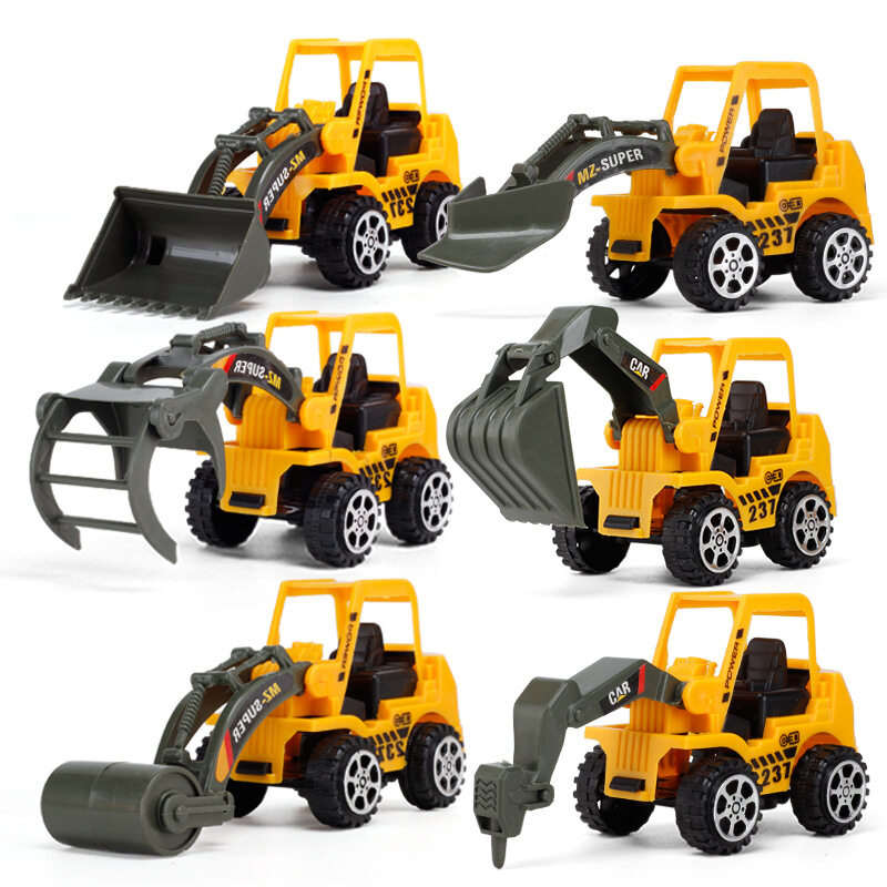 6รูปแบบ/ชุดรถของเล่นพลาสติกก่อสร้าง Diecast วิศวกรรมยานยนต์ Excavator ของเล่นเด็กขายส่ง