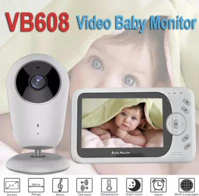 2021ใหม่ล่าสุด VB608 Video Baby Monitor 2.4G ไร้สาย LCD ขนาด4.3นิ้ว 2 Way Talk Night Vision การเฝ้าระวังความปลอดภัย