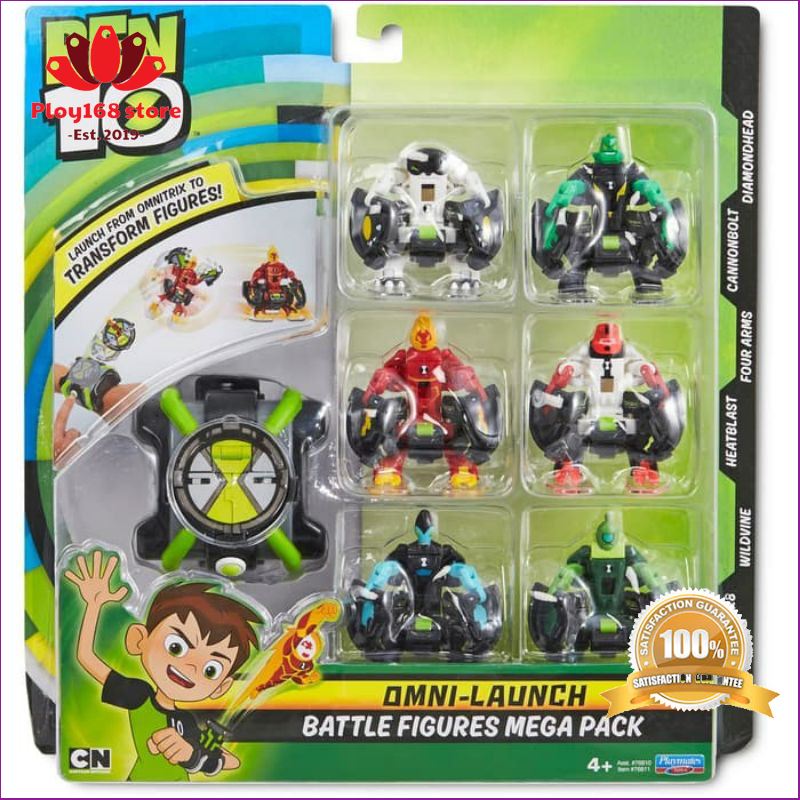 คุณภาพดี BEN10 (เบ็นเท็น) เซตของเล่นนาฬิกาแปลงร่าง มาพร้อมชุด omni launch battle f ures playset 6 ตัว สำหรับน้องอายุ 4 ปีขึ้นไป จัดส่งฟรี