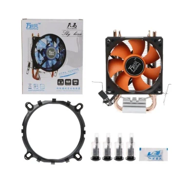 2 Heatpipe Aluminium PC CPU Cooler Cooling Fan For Intel 775 1155 AMD 754 AM2