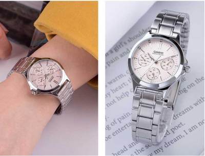 NC Time Shop นาฬิกา Casio รุ่น LTP-V300D-4A นาฬิกาผู้หญิง สายแสตนเลส หน้าปัดสีชมพูสุดหวาน - มั่นใจ ของแท้ 100% ประกันศูนย์ 1 ปีเต็ม NC Time Shop นาฬิกา Casio รุ่น LTP-V300D-4A นาฬิกาผู้หญิง สายแสตนเลส หน้าปัดสีชมพูสุดหวาน - มั่นใจ ของแท้ 100% ประกันศูนย์ 1 ปีเต็ม