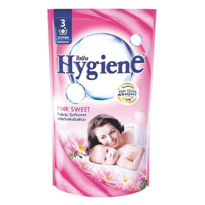 hygiene ไฮยีน น้ำยาปรับผ้านุ่ม กลิ่นพิงค์สวีท(สีชมพู) 600มล. Hygiene fabric softener pink 600ml. ศรีวารี 柔顺剂