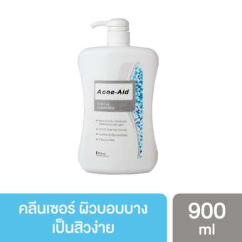 Acne-Aid แอคเน่-เอด เจนเทิ่ล คลีนเซอร์ คลีนเซอร์สำหรับปัญหาสิว เหมาะสำหรับผิวแห้งถึงผิวผสม รวมถึงผิวแพ้ง่าย สิวผด 900 มล. Acne-Aid Gentle Cleanser for acne prone skin ,Suitable for  dry, combination skin or sensitive skin with acne 900ml