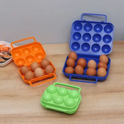 【COD&Ready Stock】6/12 Grid New Plastic Portable Eggs Storage Box Outdoor Camping Picnic Egg Case