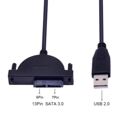 ใหม่ USB 2.0 MINI SATA II 7 + 6 13Pin อะแดปเตอร์สำหรับแล็ปท็อป CD/DVD ROM Slimline ไดรฟ์สายแปลงสกรูคงที่สไตล์