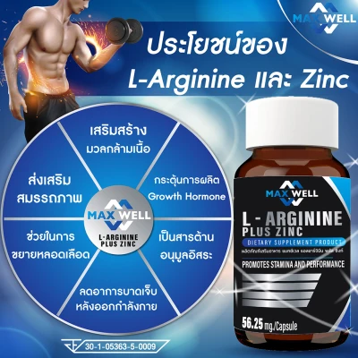 Maxwell L arginine plus zinc 90 แคปซูล แมกซ์เวล แอลอาร์จินีน พลัส ซิงก์