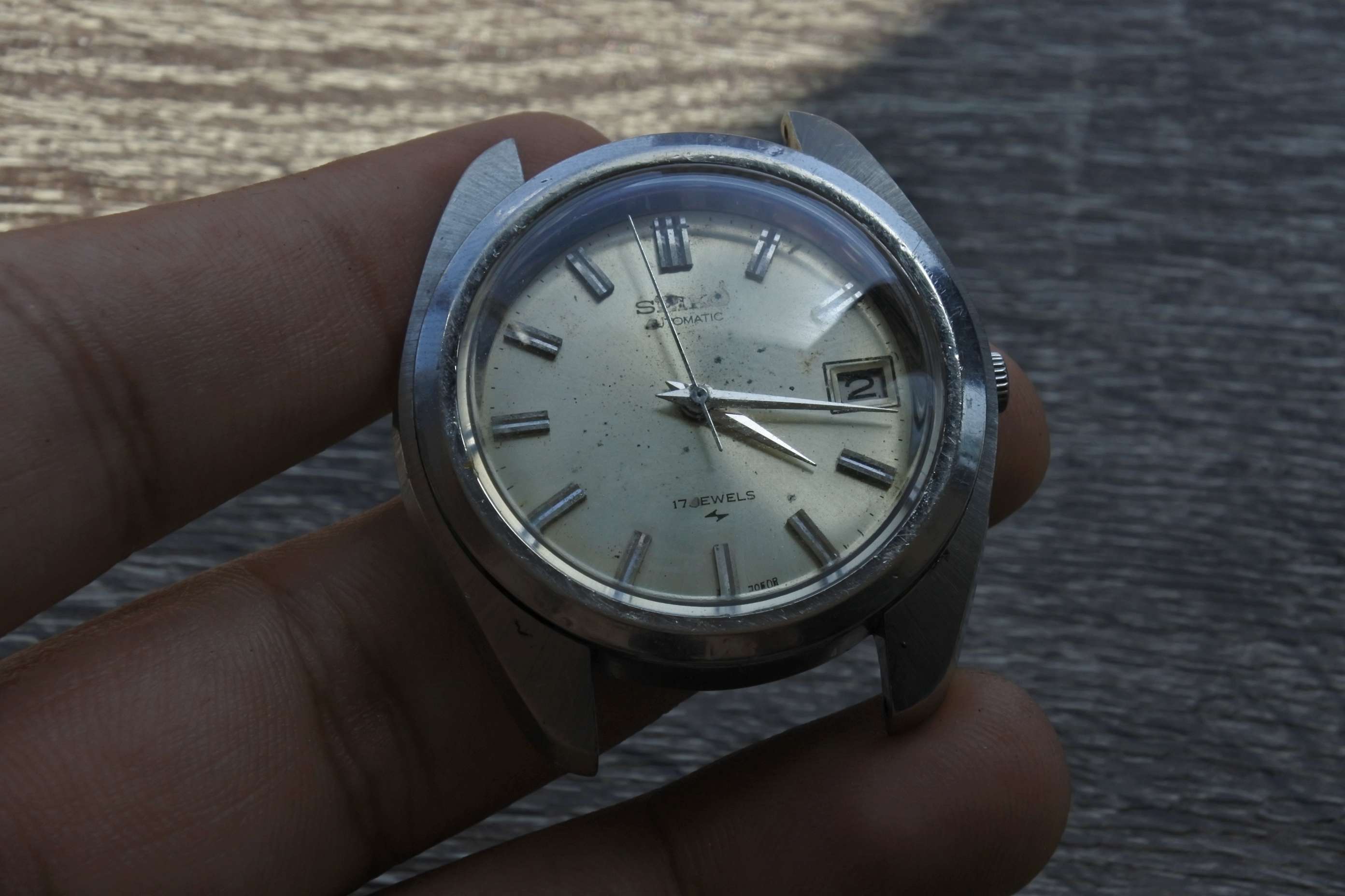 นาฬิกา Seiko 17Jewels 7005 7030 Vintage ผู้ชาย สายสแตนเลส แท้มือสองญี่ปุ่น ระบบ Automatic หน้าปัด 39mm