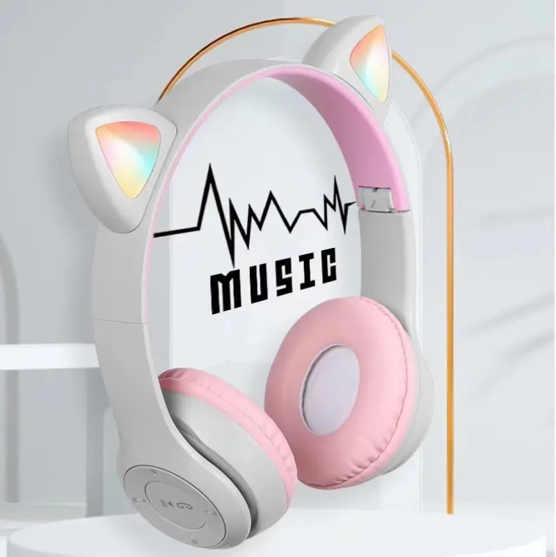 ภาพสินค้าOriginal หูฟังหูแมวหูฟังชุดหูฟังบลูทูธ5.0 Led ปรับหูฟังพับได้ Blth 5.0หูหูฟังสเตอริโอไร้สายพับได้กว้างความเข้ากันได้ยาวสแตนด์บายมีไมโครโฟนในตัว ไฟLED จากร้าน All Mart บน Lazada ภาพที่ 2