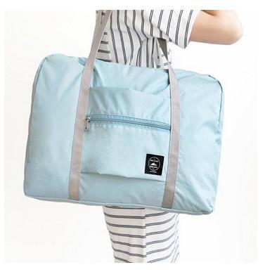 กระเป๋าเสริมเดินทางสไตล์เกาหลี พับเก็บได้ มีให้เลือก 4 สี สี สีฟ้าอ่อน