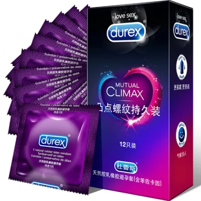 Durex ถุงยางอนามัยดูเร็กซ์ Mutual Climax รูปแบบผิวขุขระ ขนาด52- 56มม. 12ชิ้น/กล่อง