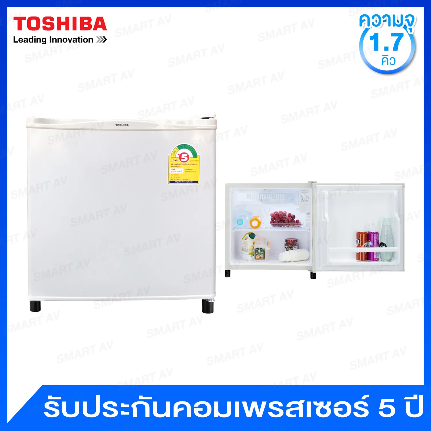 Toshiba ตู้เย็น MINI BAR ความจุ 1.7 คิว พร้อมไฟส่องสว่างภายในตัวตู้ รุ่น GR-A706C-I (สีเทา)