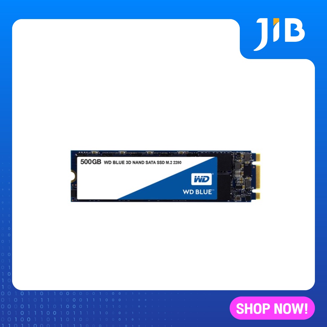 JIB 500 GB SSD (เอสเอสดี) WD BLUE SATA M.2 2280 (WDS500G2B0B) 3D NAND