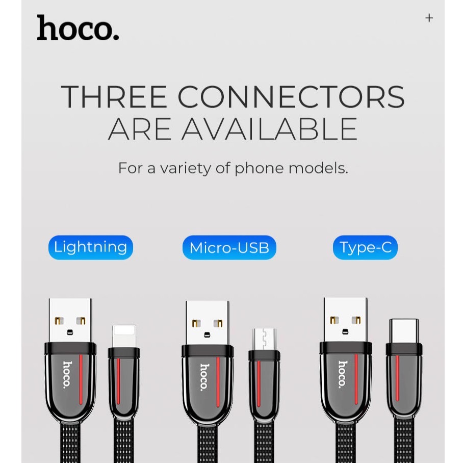 สายชาร์จHoco U74 สายชาร์จแบบเชือก ชาร์จเร็ว 2.4 Cloth Braided Fast ...