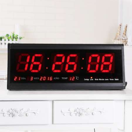 นาฬิกาดิจิตอล (ตัวเลขสีแดง)  48x18.5x4.8cm LED DIGITAL CLOCK แขวนผนัง ติดพนัง