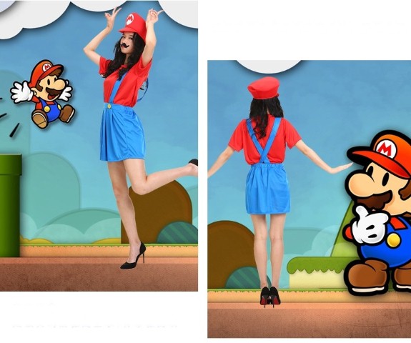 CP 184 ชุดมาริโอหญิง มาริโอ มาริโอ้ Dress for Woman Mario Suit Super ...