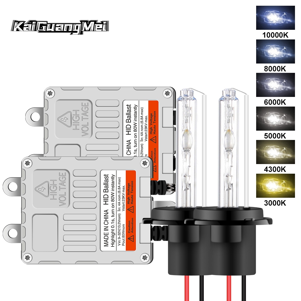 80W Slim Ballast H7 HID Xenon Headlight Kit 3000K 4300K 6000K 8000K HID ...