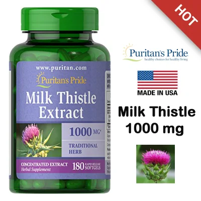 Puritan's Pride Milk Thistle Extract 1000 mg 180 เม็ด สมุนไพรในเขตยุโรป บำรุงตับ