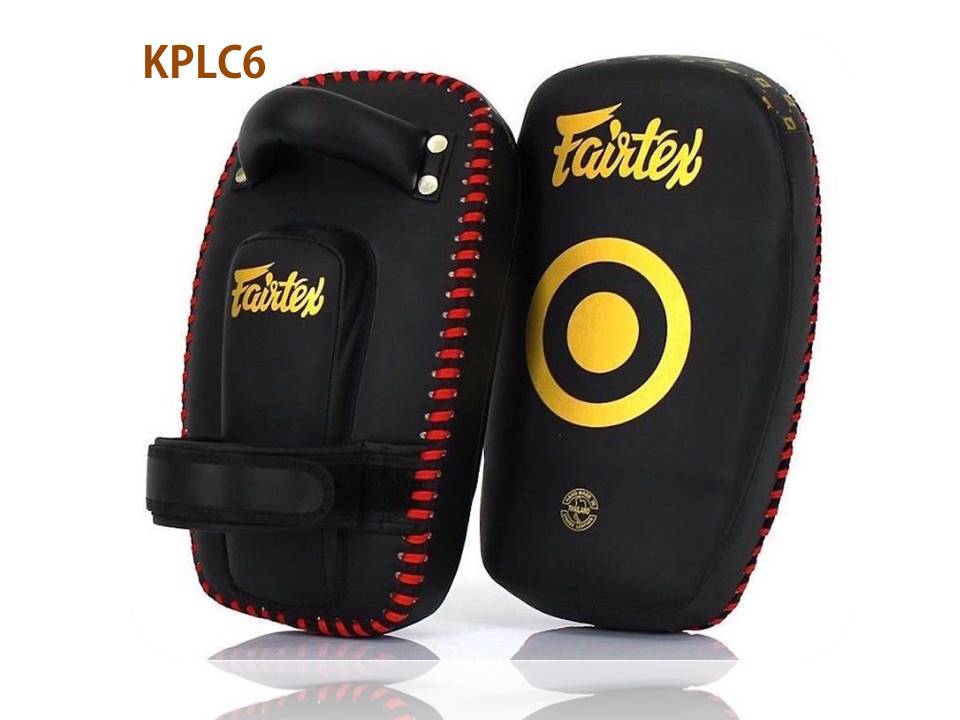 Fairtex  Kick Pads KPLC6 Micro fiber Black-Gold for Training MMA K1 เป้าเตะ แฟร์เท็กซ์ สีดำ-ทอง หนังเทียม สำหรับเทรนเนอร์ ในการฝึกซ้อมนักมวย