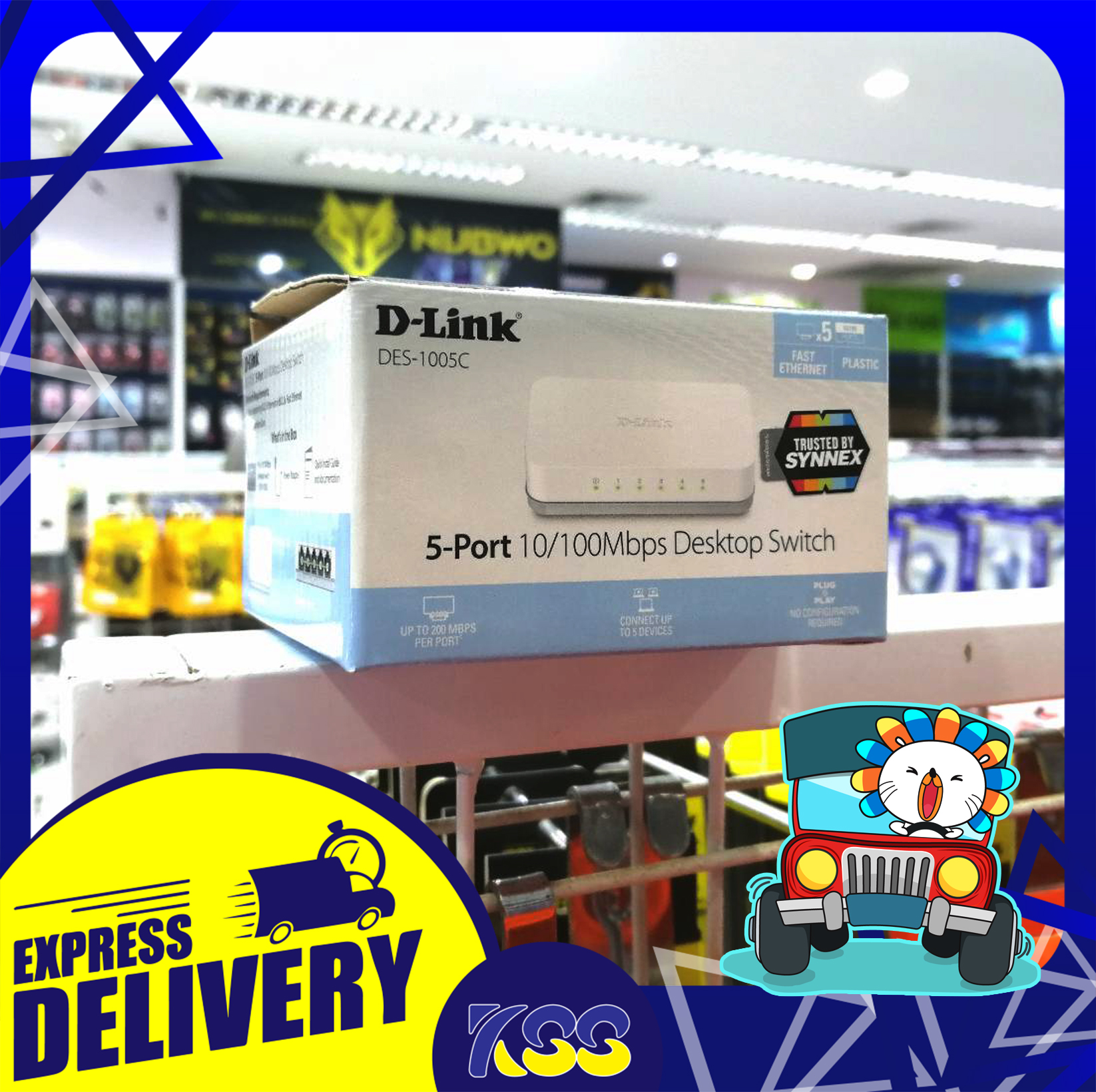 อุปกรณ์เพิ่มช่องแลน สวิตซ์ฮับ D-LINK DES-1005C 5-Port Fast Ethernet Desktop Switch In Plastic Casing 10/100MBPS  รับประกันตลอดอายุการใช้งาน