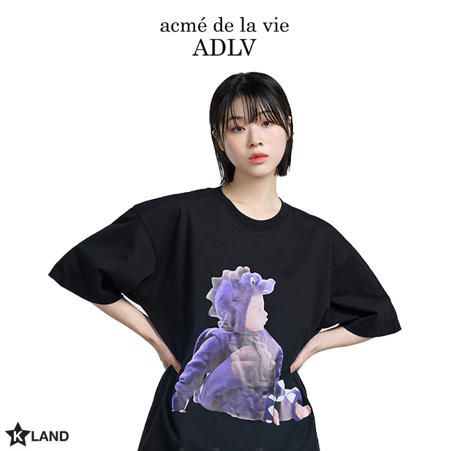 ADLV (acmé de la vie) BABY FACE PURPLE DINOSAUR SHORT SLEEVE