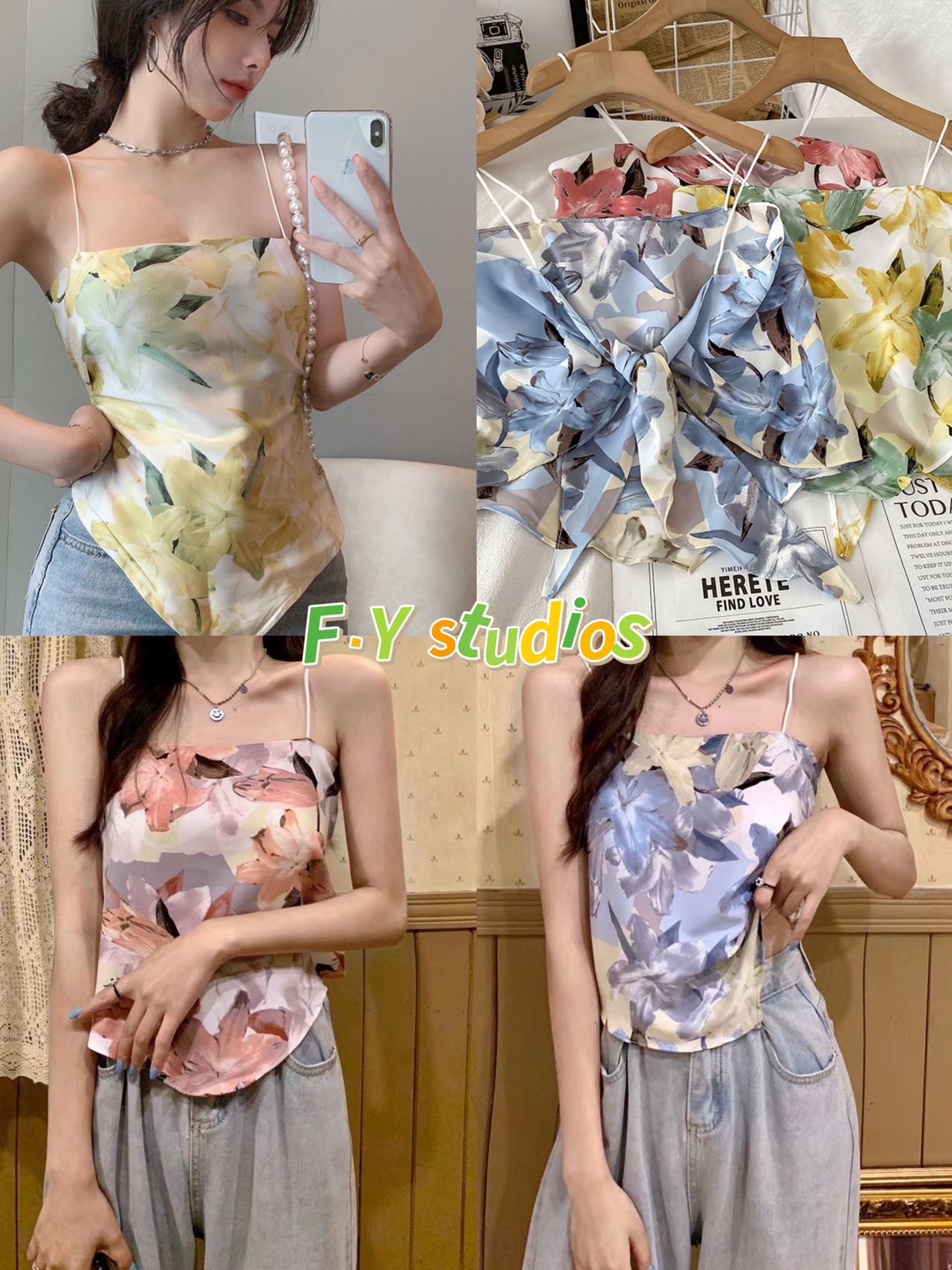 พร้อมส่งจากไทย NO.243 เสื้อสายเดี่ยวแต่งผ้าทรงสามเหลี่ย