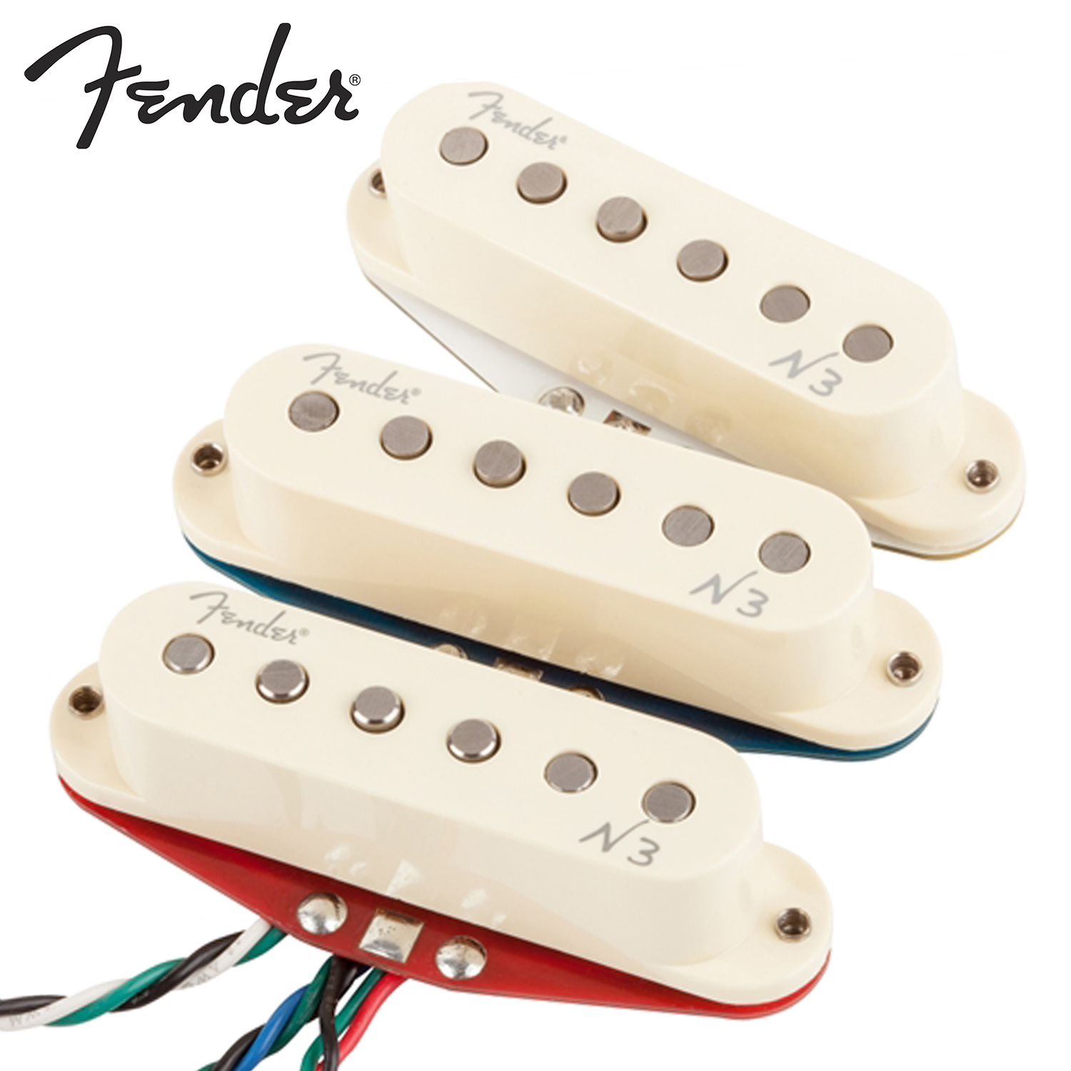 Fender® N3 Noiseless Stratocaster ปิ๊กอัพกีตาร์ไฟฟ้า ทรง Strat แบบซิงเกิลคอยล์ (Stratocaster Electric Guitar Pickup / SSS Pickups Set) + แถมฟรีอุปกรณ์สำหรับติดตั้ง