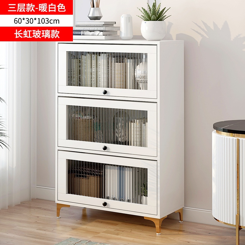 [COD] With glass door bookcase dustproof shelf home bedroom storage