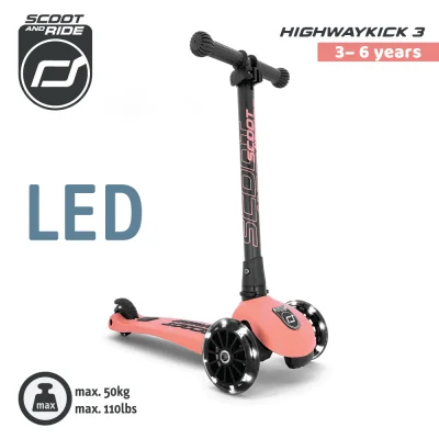 Scoot & Ride รุ่น HighwayKick3 ล้อ LED-Peach