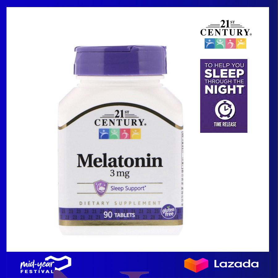 21st Century, Melatonin, 3 mg, 90 Tablets อาหารเสริมช่วยการนอนหลับ