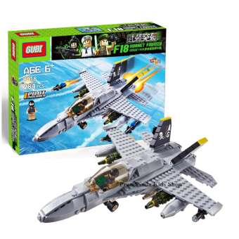 ProudNada Toys ของเล่นเด็กชุดตัวต่อเลโก้เครื่องบินรบ GUDI COMMANDO F18 HORNET FIGHTER  6018