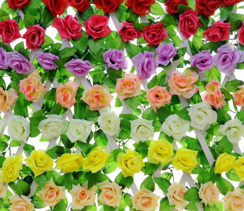 Amei เถาวัลย์ดอกกุหลาบ เถาวัลย์ดอกไม้ปลอม เถาดอกไม้ประดิษฐ์ รุ่น 5360