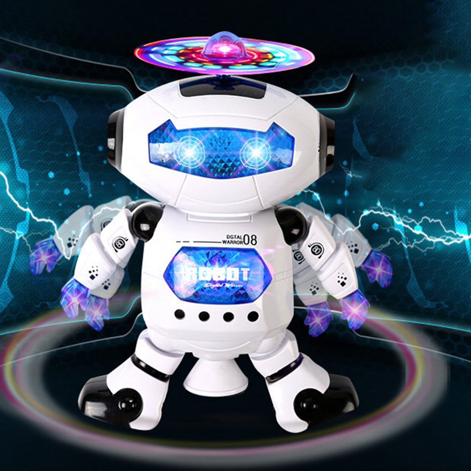 ของเล่น หุ่นยนต์ หุ่นยนต์อิเล็กทรอนิกส์ ของเล่นหุ่นยนต์ เต้นได้ มีเพลง ไฟสีสัน ของเล่นสำหรับเด็ก เพิ่มความสร้างสรรค์ เหมาะสำหรับเด็ก3ขวบขึ้นไป Creative Robot Toy Electronic Walking Dancing Robot Toys with Music Lightening for Kids