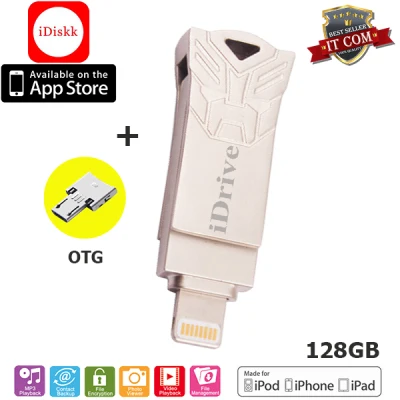 iDrive iDiskk Pro LX-813 USB 2.0 128GB แฟลชไดร์ฟสำรองข้อมูล iPhone,IPad + OTG