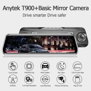 Anytek T900 + 9.66 นิ้ว แบบกระจกมองหลังกล้องหน้า DVR 1080 P + กล้องหลัง1080 P Dash CAM รุ่นใหม่ล่าสุด ชัดที่สุดทั้งกล้องหน้าและกล้องหลัง