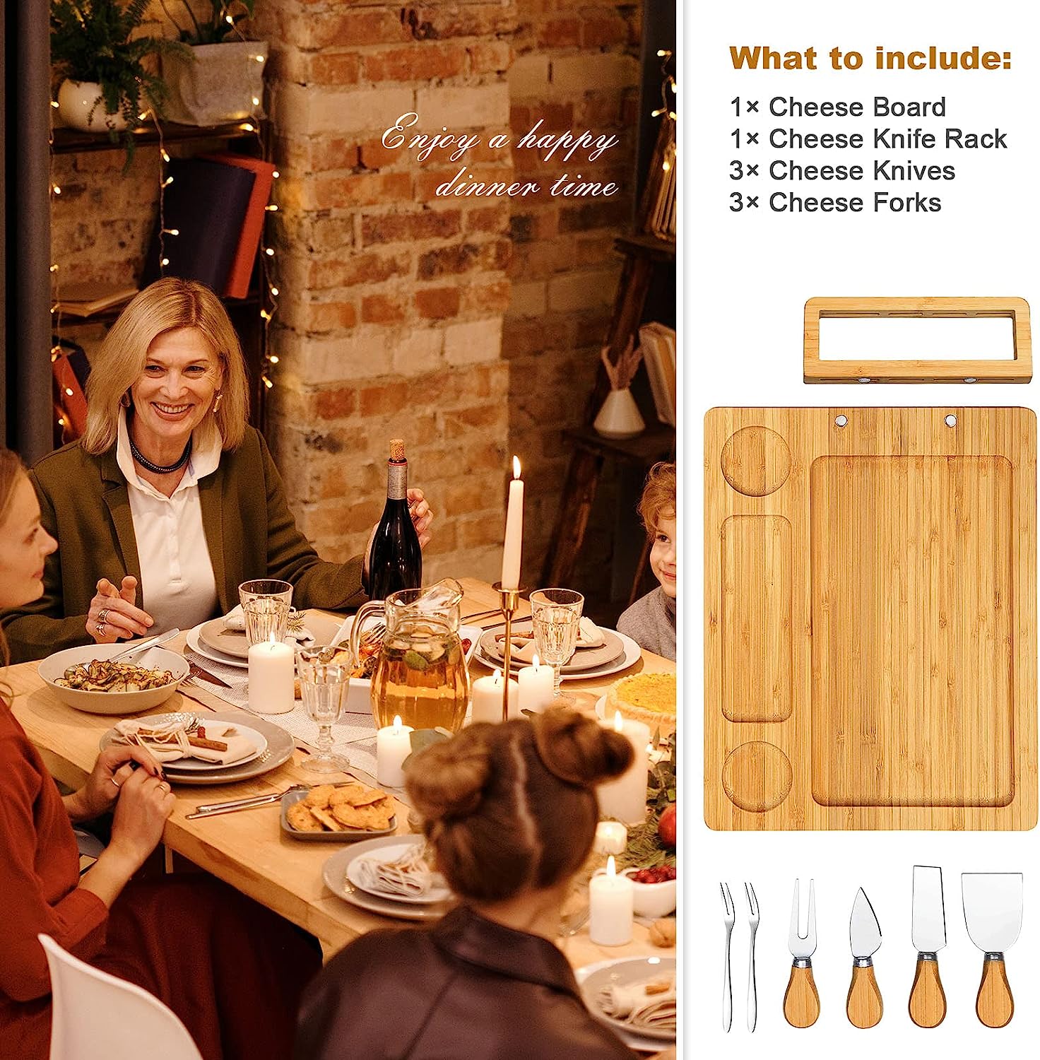 Bamboo Cheese Board Set - Charcuterie Boards and Serving Meat Platter ...