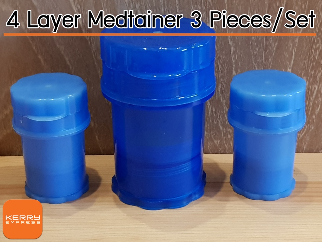 4 Layer Medtainer เซ็ตสาม 9cm 1 ชิ้น และ 6cm 2 ชิ้น สี: Black, Blue, Green, Red, White จัดส่งรวดเร็วโดย KERRY