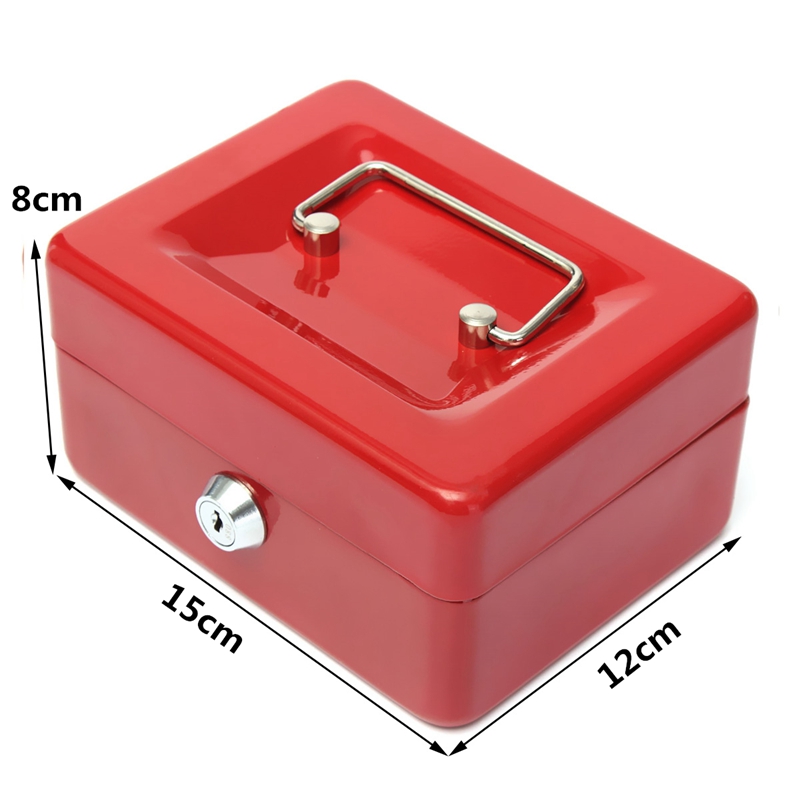 Cash Box with Money Tray Secure Lock and Coin Lid