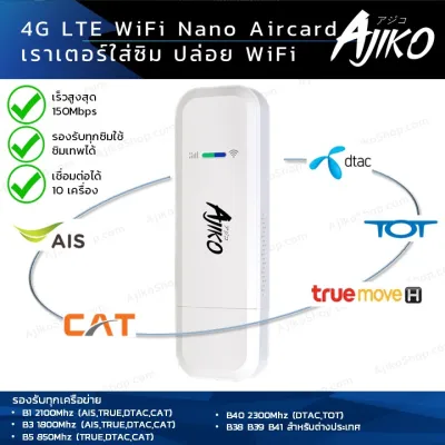 Ajiko แอร์การ์ด Aircard 4G ใส่ซิม ปล่อย WiFi แรงๆ สำหรับทรู AIS DTAC
