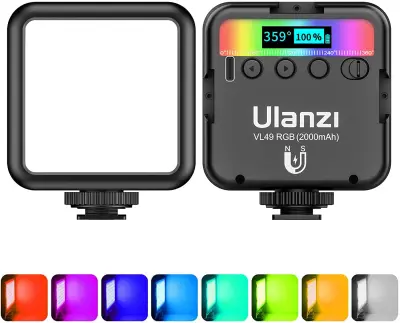 ไฟติดหัวกล้อง Ulanzi VL49 RGB Mini LED (2500-9000K) มาพร้อมแบตเตอรี่ในตัว 2000mAh ประกัน 6 เดือน