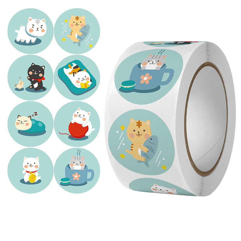 500 Pcsroll 1inch Stickers Gift Package Seal Labels Cute Cartoon Animal ...