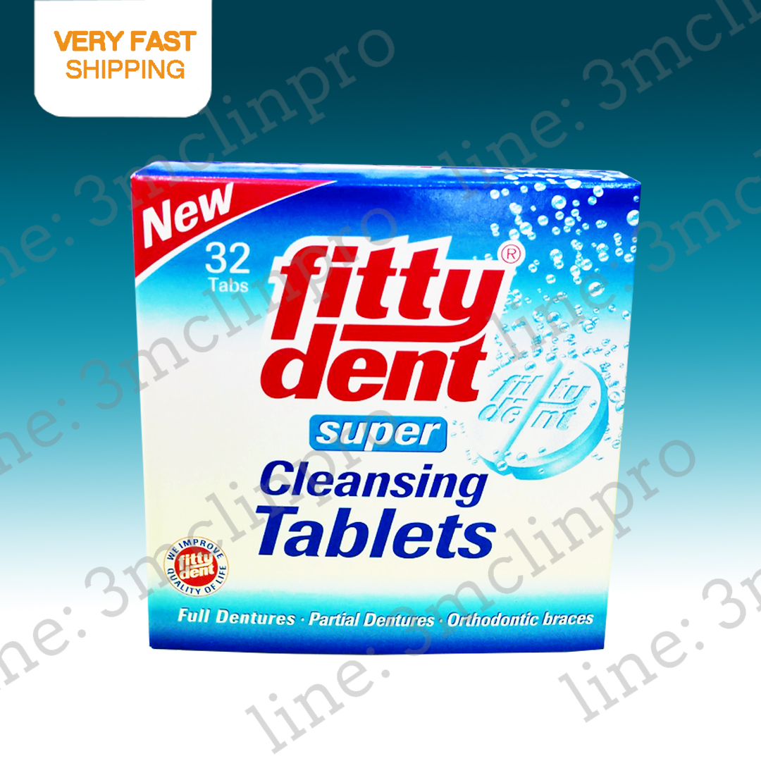 Fitty Dent super Cleansing Tablets 32's ฟิตตี้เด้นท์ เม็ดฟู่ทำความสะอาดฟันปลอม หรือเครื่องมือจัดฟัน 32 เม็ด